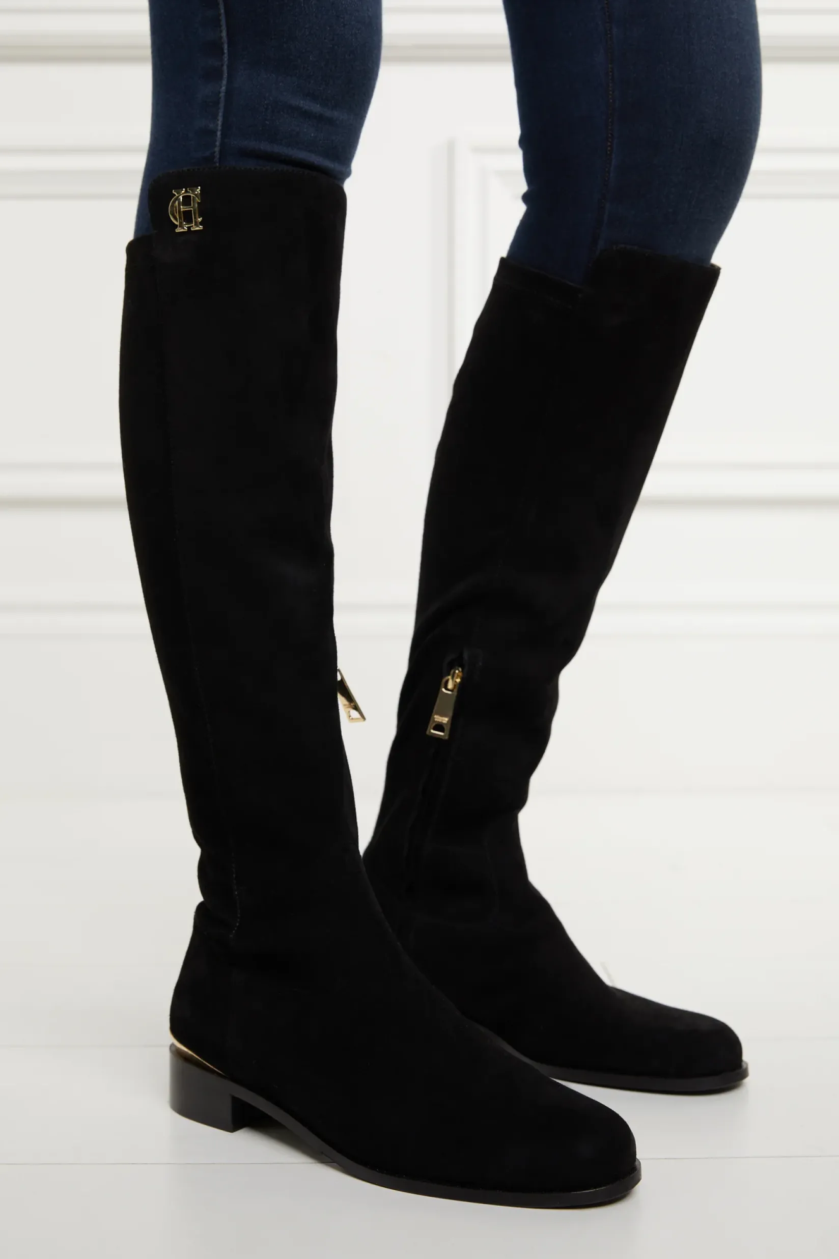 Holland Cooper Gifts For Her|Footwear-Albany Knee Boot Black