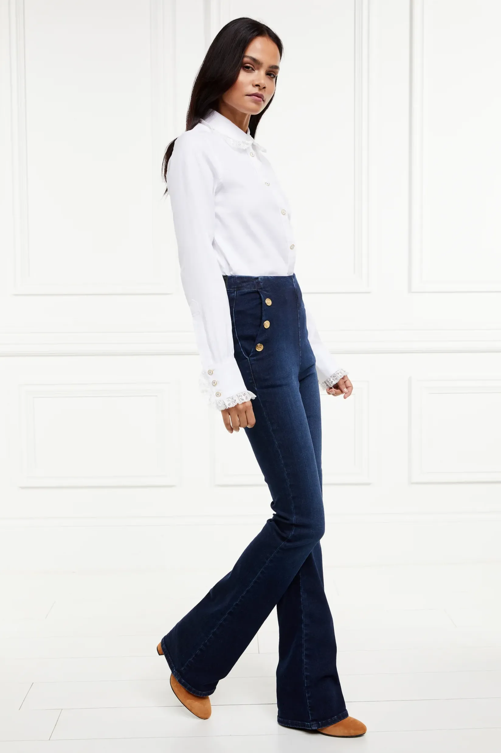 Holland Cooper Jeans|Wardrobe Staples-Amoria Flared Jean Deep Indigo