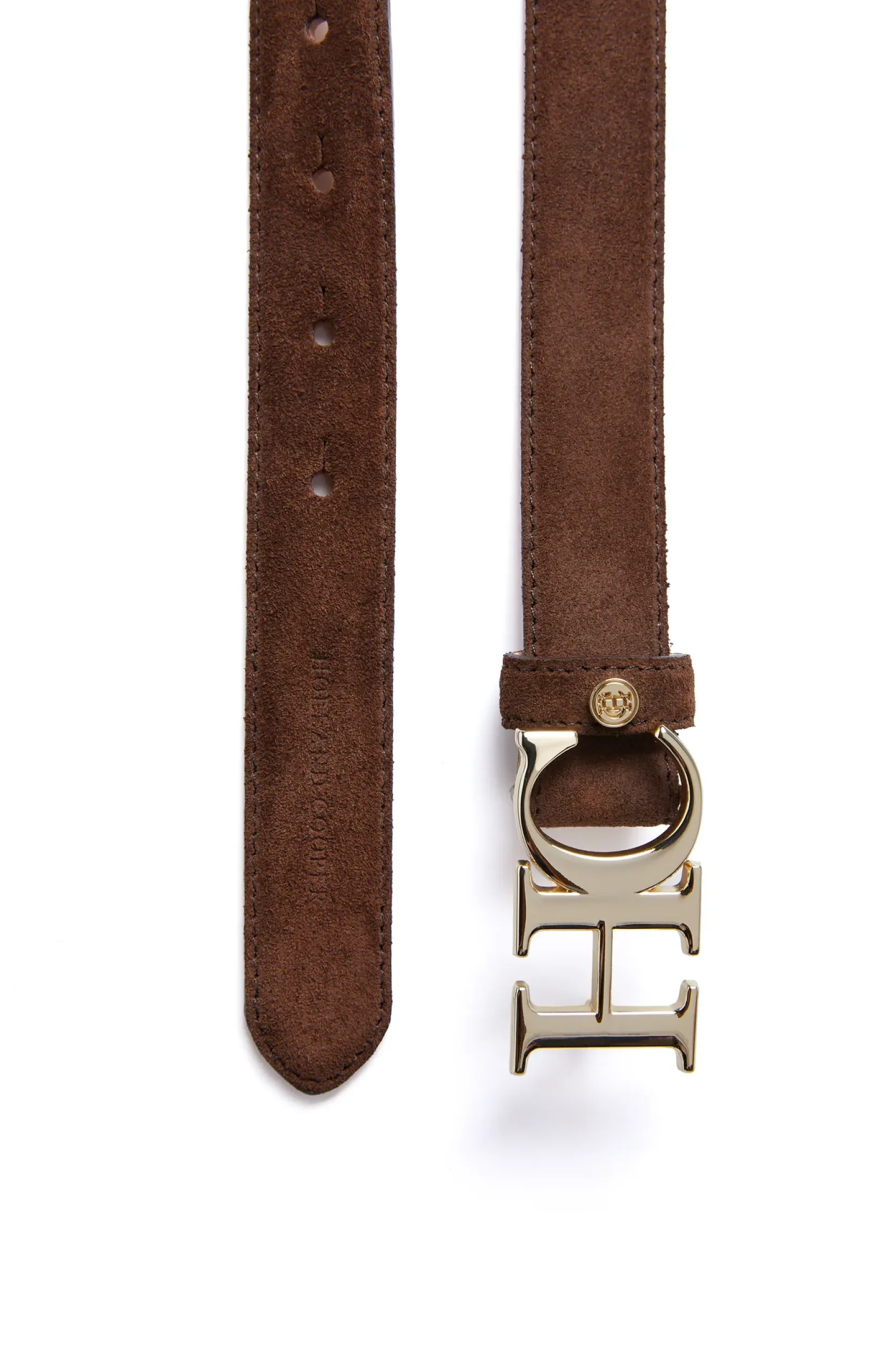 Holland Cooper Belts|Belts-Atelier Slim Logo Belt Chocolate Suede
