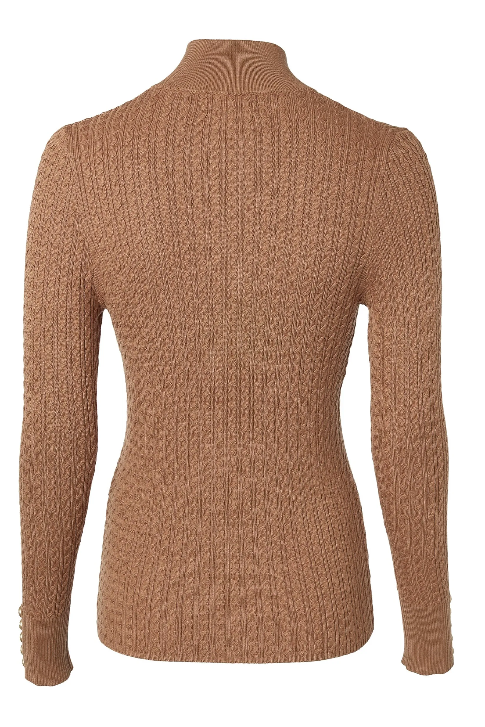 Holland Cooper Knitwear|Shop By Product-Ava Half Zip Knit Dark Camel Marl