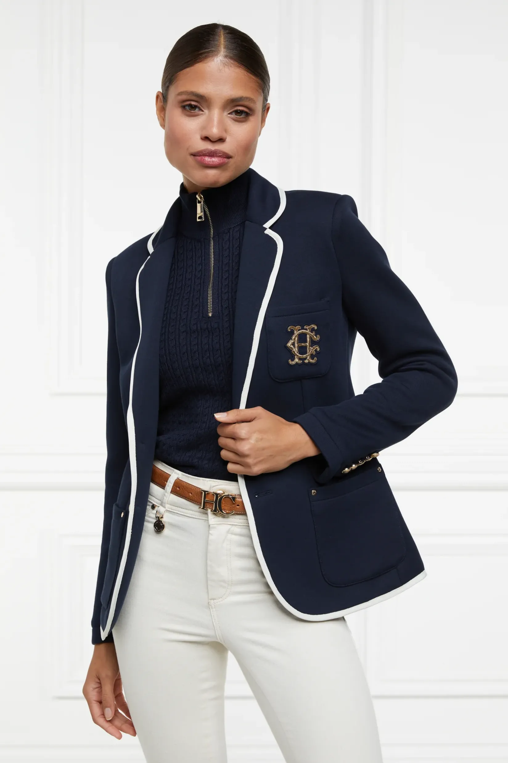 Holland Cooper Knitwear|Shop By Product-Ava Half Zip Knit Ink Navy