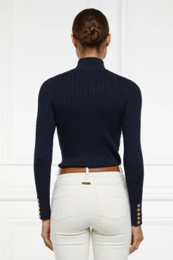 Holland Cooper Knitwear|Shop By Product-Ava Half Zip Knit Ink Navy