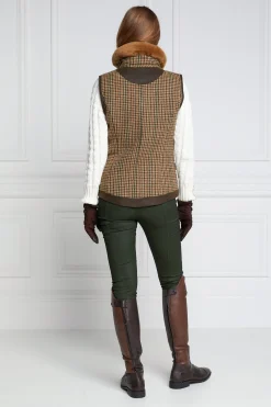 Holland Cooper Gilets-Aviator Gilet Hailes Green Tweed