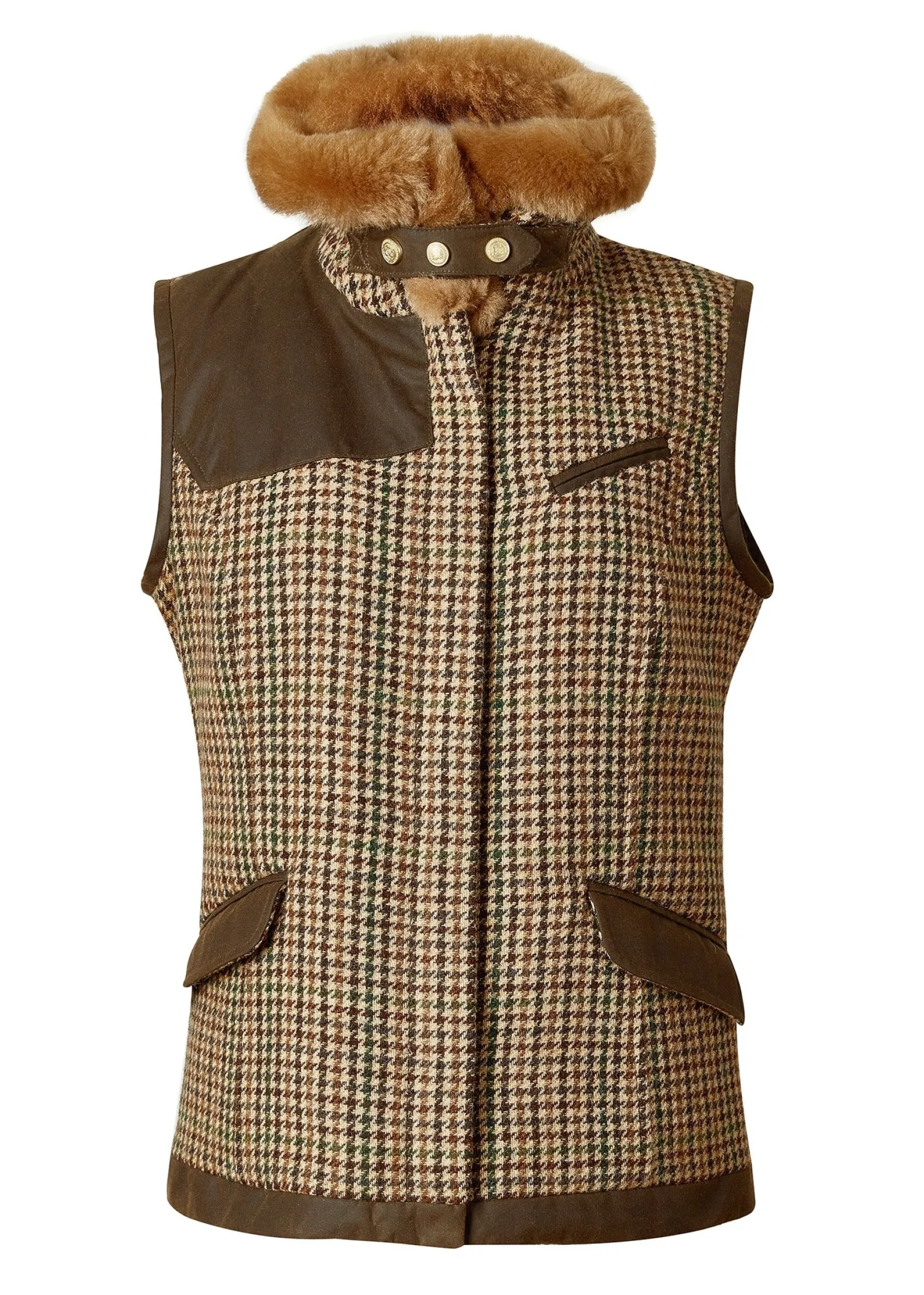 Holland Cooper Gilets-Aviator Gilet Hailes Green Tweed