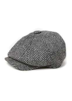 Holland Cooper Gifts For Him|Baker Boys-Baker Boy Cap Wide Tooth Black Herringbone