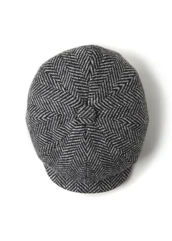 Holland Cooper Gifts For Him|Baker Boys-Baker Boy Cap Wide Tooth Black Herringbone