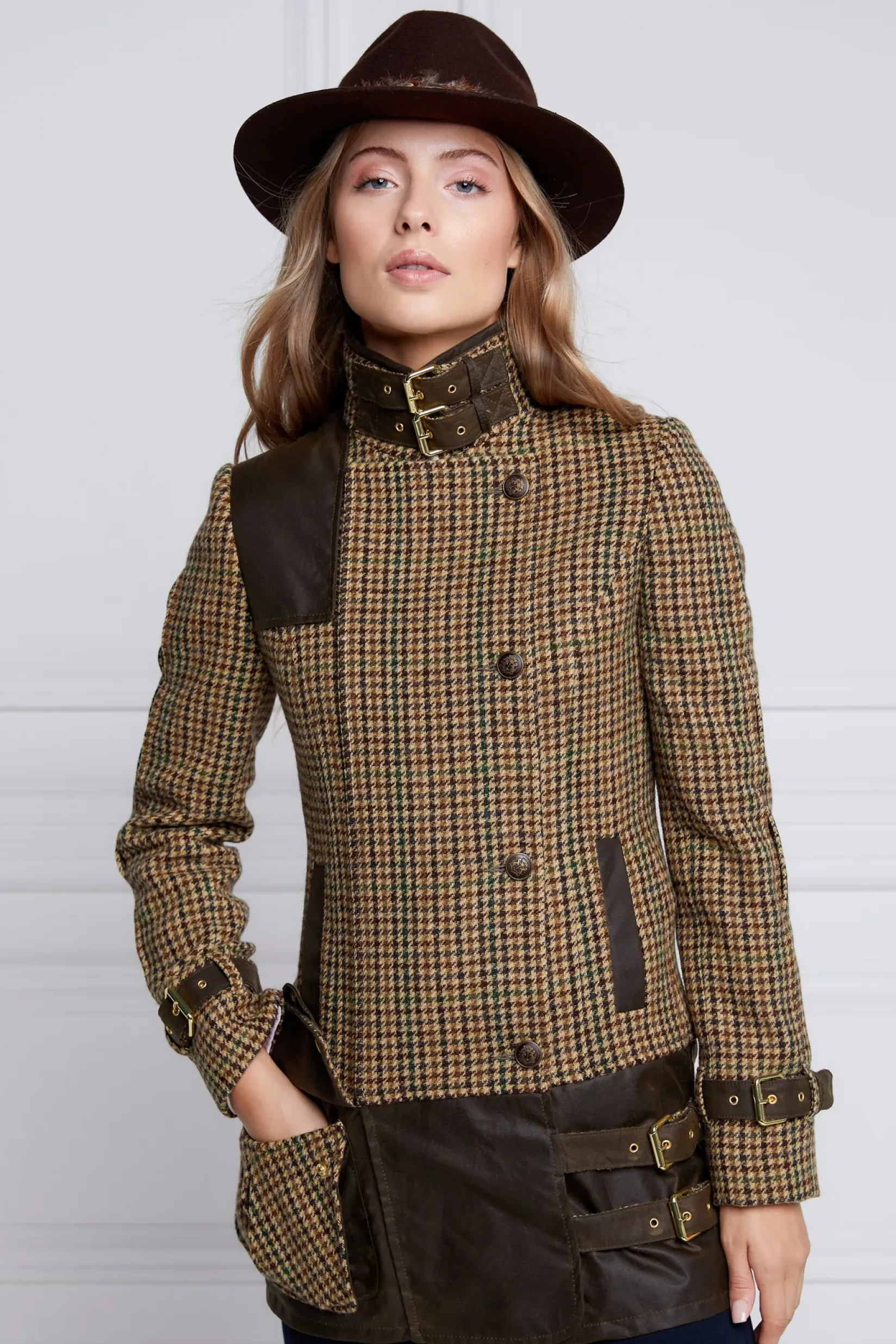 Holland Cooper Jackets-Balmoral Field Jacket Hailes Green Tweed