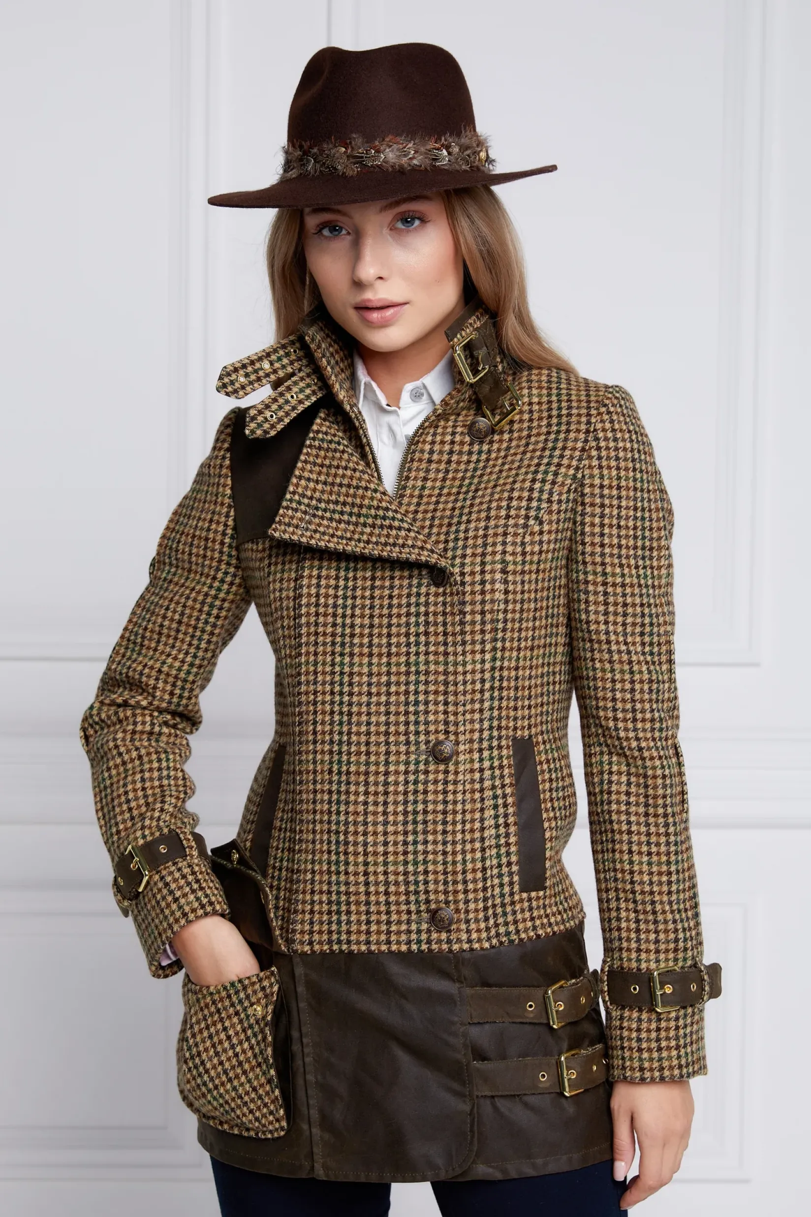 Holland Cooper Jackets-Balmoral Field Jacket Hailes Green Tweed