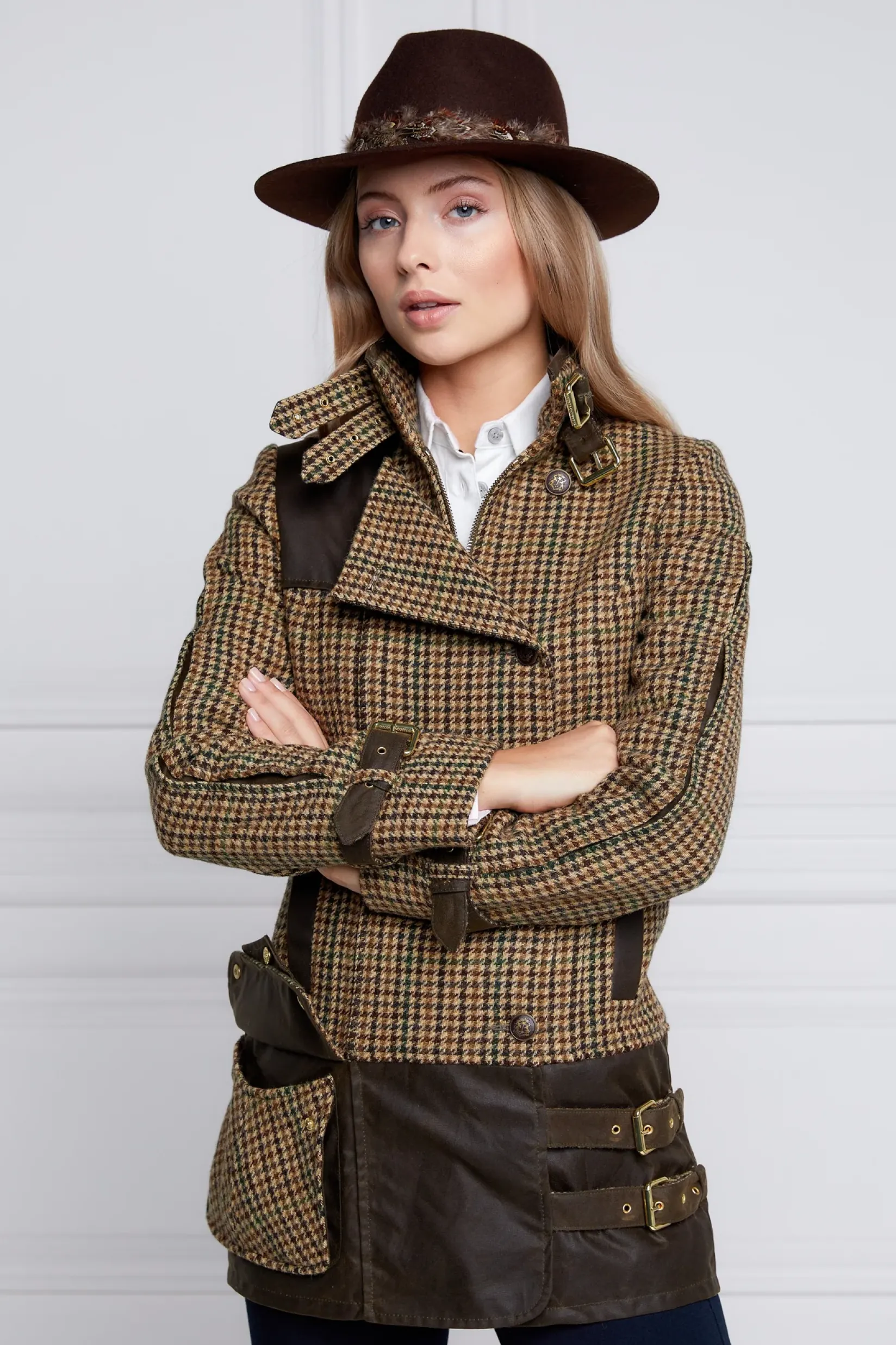 Holland Cooper Jackets-Balmoral Field Jacket Hailes Green Tweed