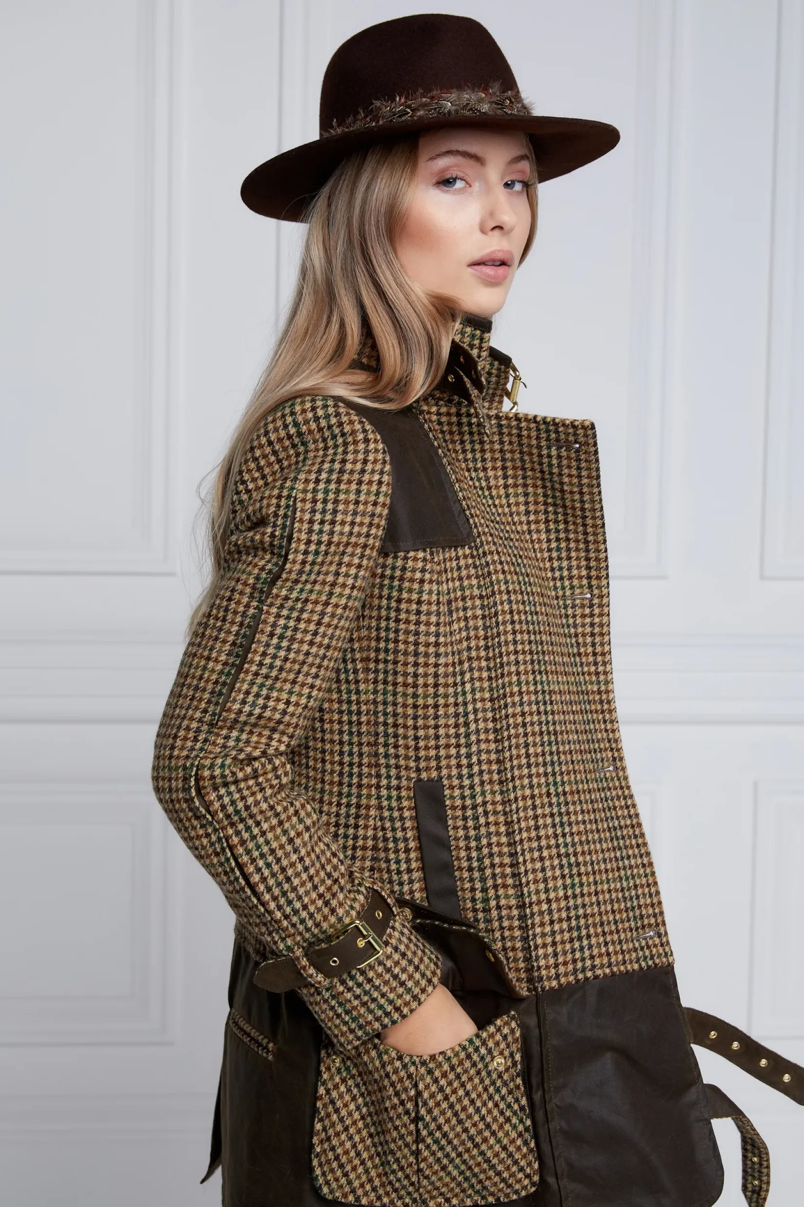 Holland Cooper Jackets-Balmoral Field Jacket Hailes Green Tweed