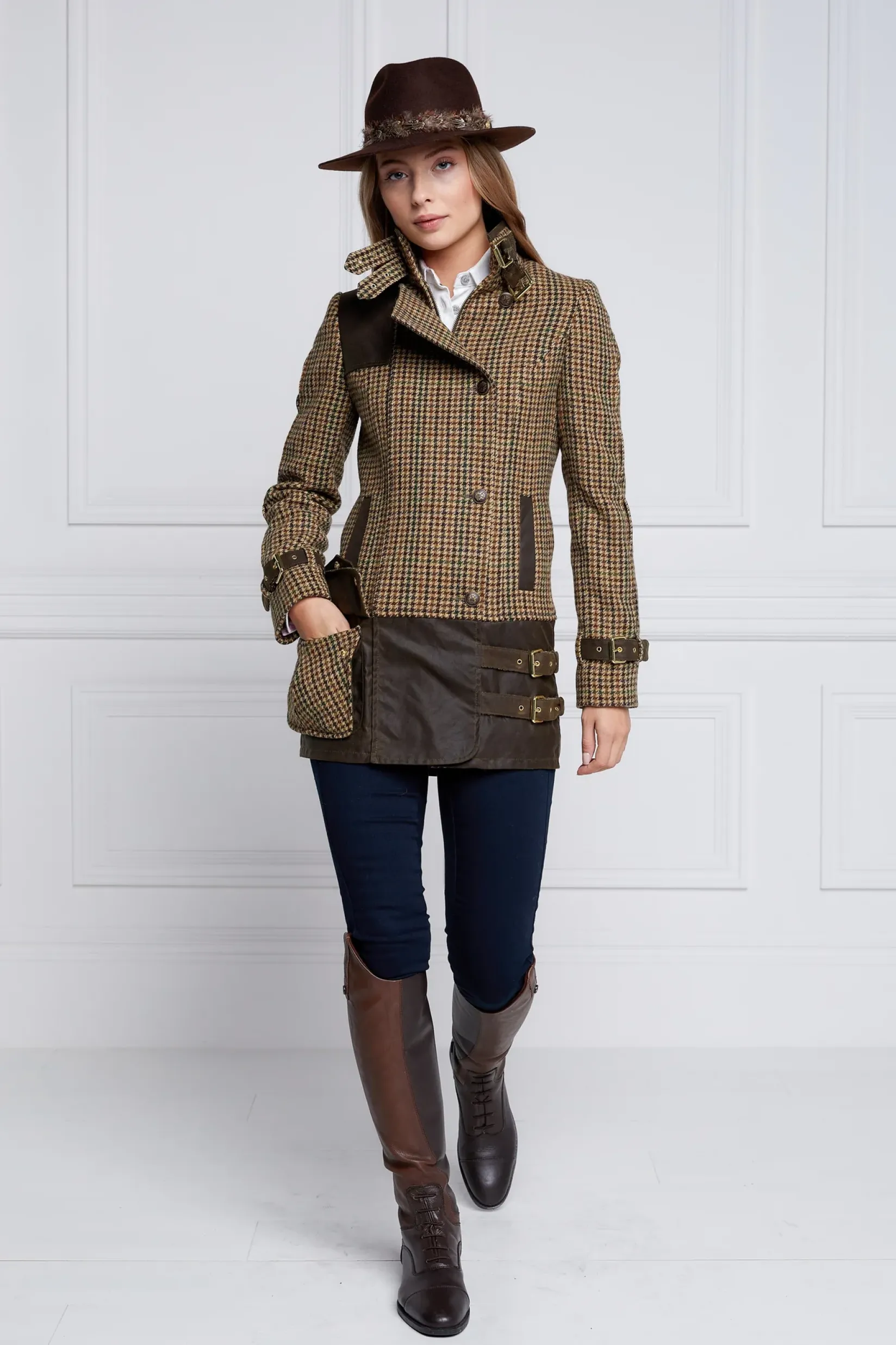 Holland Cooper Jackets-Balmoral Field Jacket Hailes Green Tweed