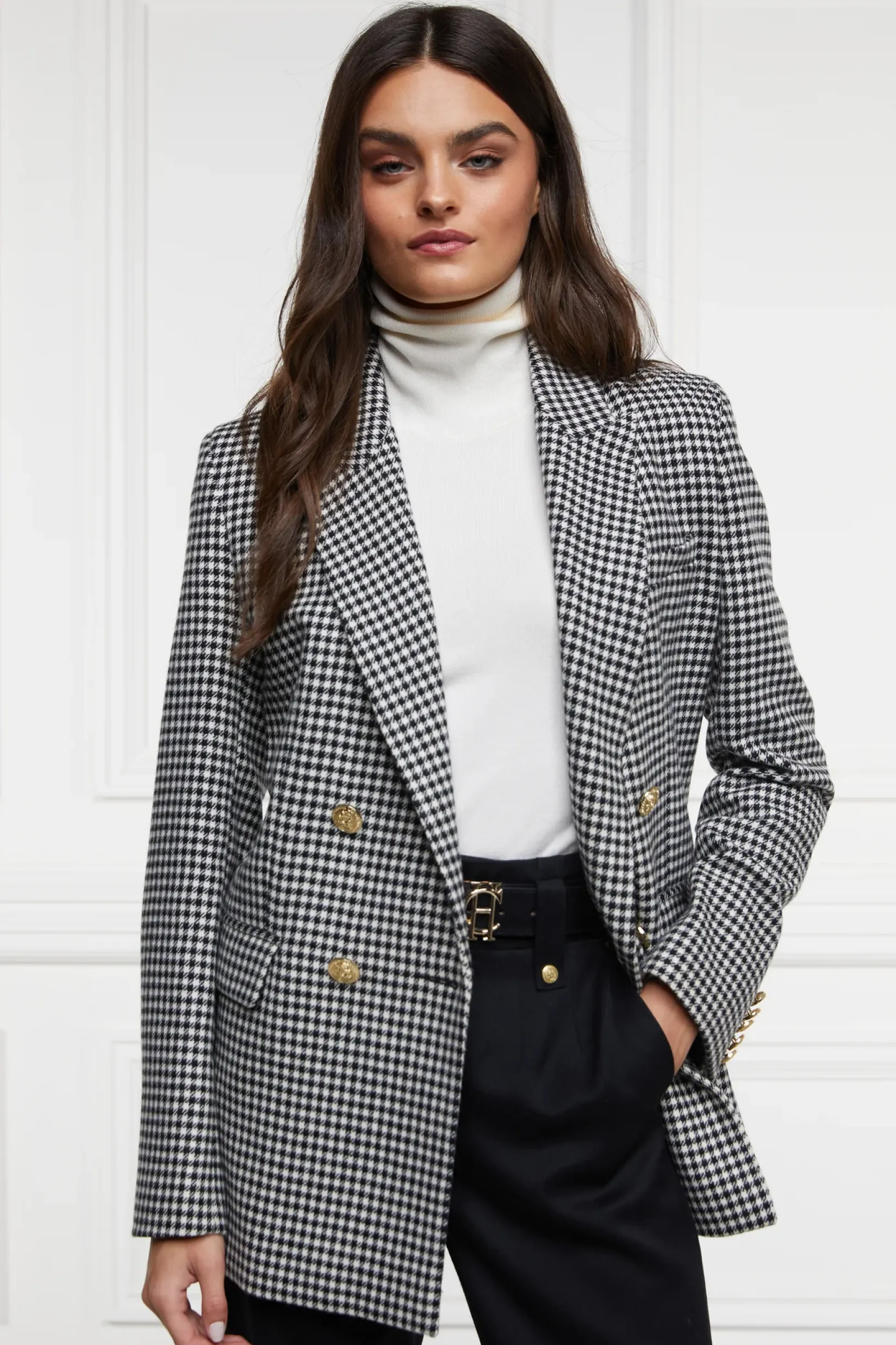 Holland Cooper Gifts For Her|Blazers-Belgravia Blazer Black & White Puppy Tooth