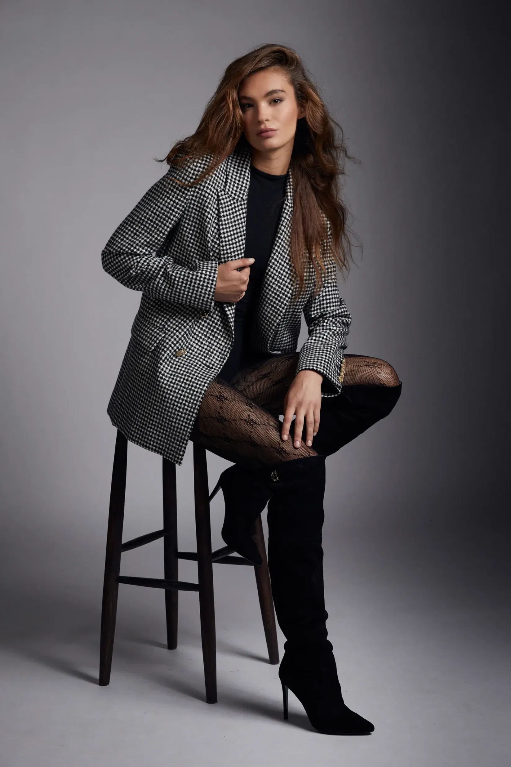 Holland Cooper Gifts For Her|Blazers-Belgravia Blazer Black & White Puppy Tooth