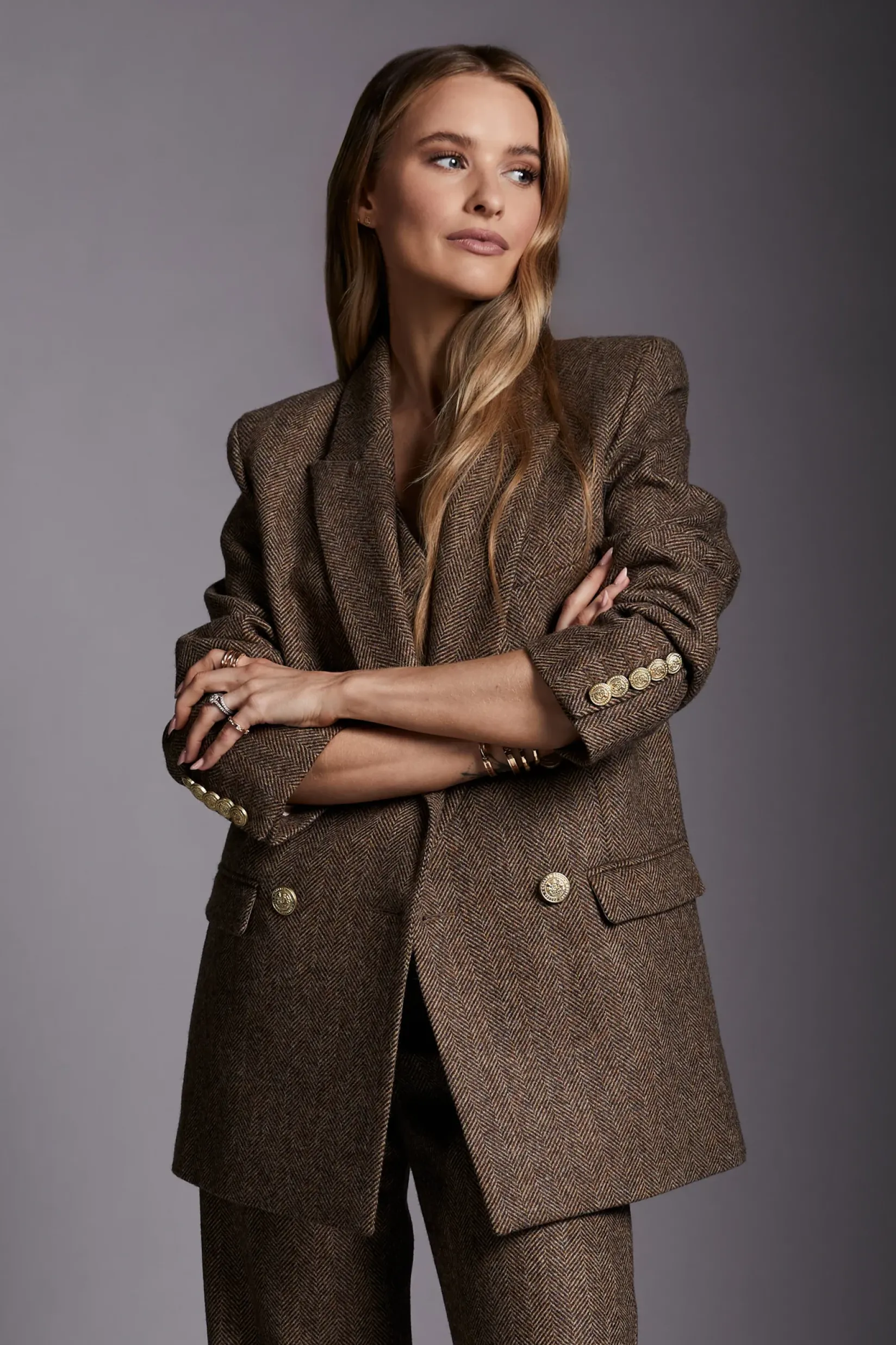 Holland Cooper Blazers|Jackets-Belgravia Blazer Large Scale Brown Herringbone
