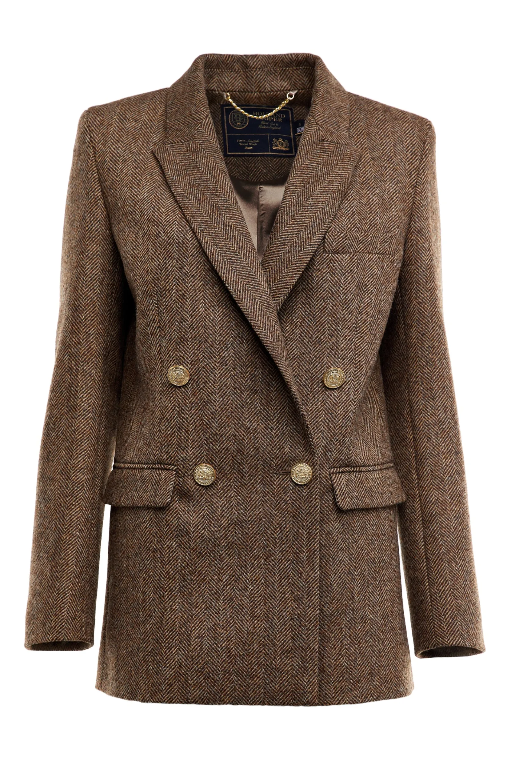 Holland Cooper Blazers|Jackets-Belgravia Blazer Large Scale Brown Herringbone