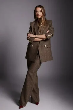 Holland Cooper Blazers|Jackets-Belgravia Blazer Large Scale Brown Herringbone