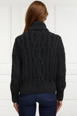 Holland Cooper Knitwear-Belgravia Cable Knit Dark Grey Marl