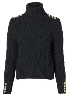 Holland Cooper Knitwear-Belgravia Cable Knit Dark Grey Marl