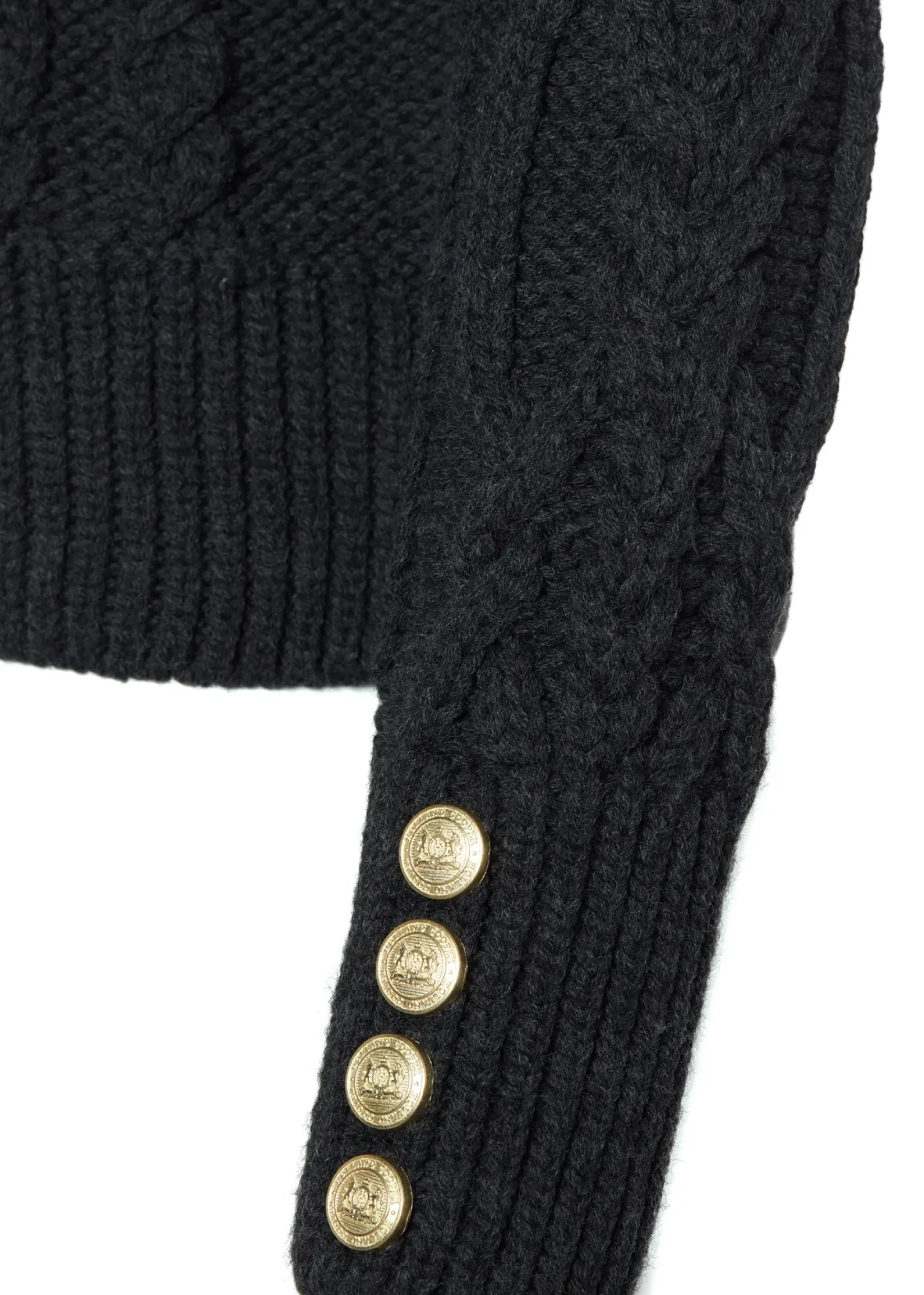 Holland Cooper Knitwear-Belgravia Cable Knit Dark Grey Marl
