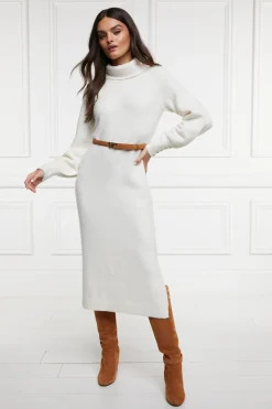 Holland Cooper Gifts For Her|Dresses-Berkeley Roll Neck Dress Natural