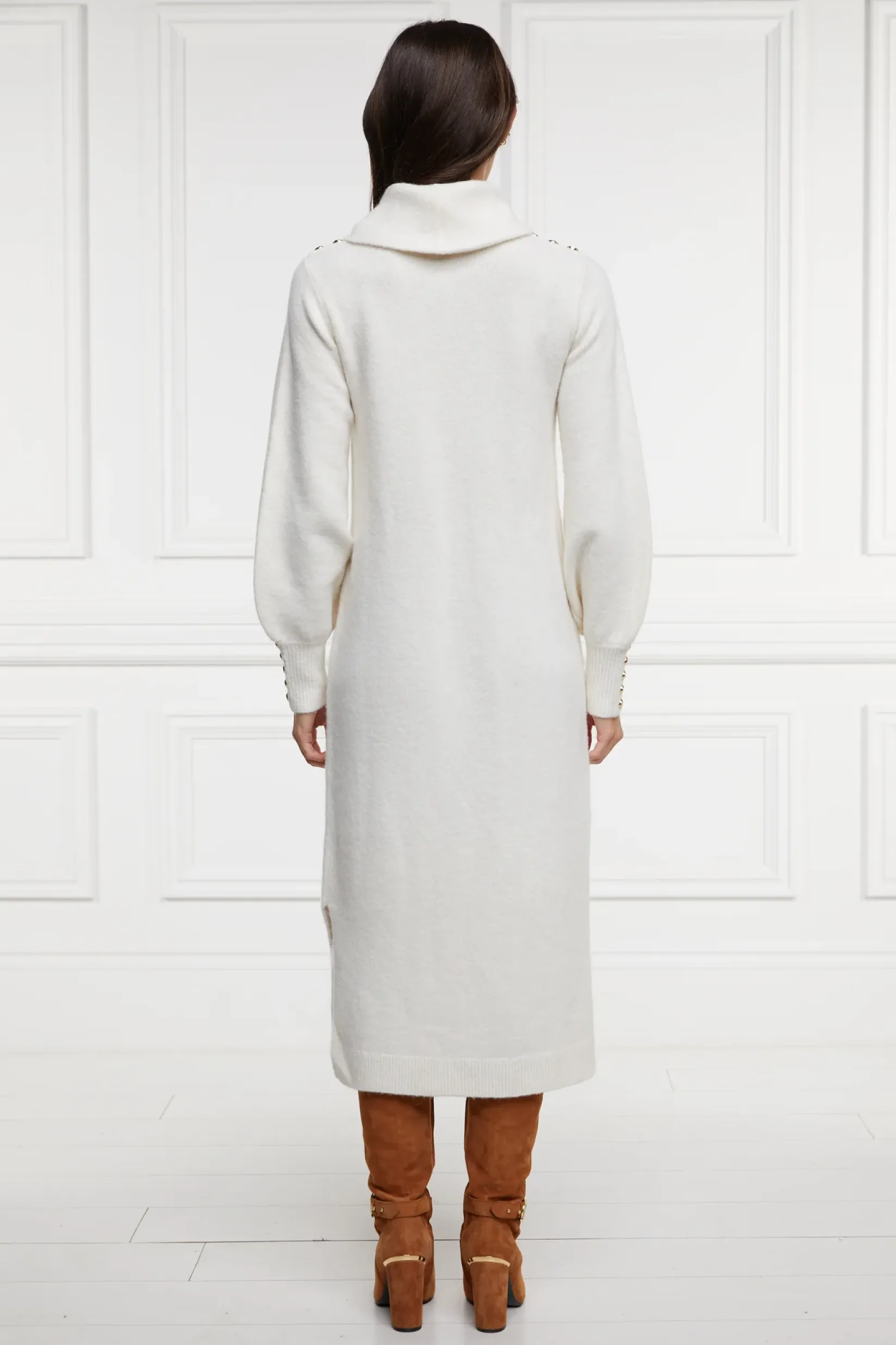 Holland Cooper Gifts For Her|Dresses-Berkeley Roll Neck Dress Natural