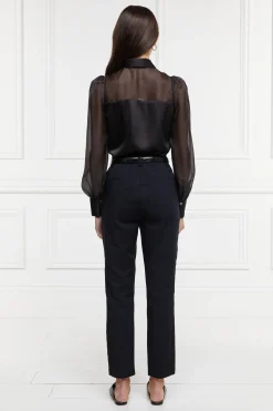 Holland Cooper Trousers|Workwear Wardrobe-Bexley Tailored Trouser Black Satin Stripe