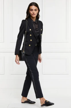 Holland Cooper Trousers|Workwear Wardrobe-Bexley Tailored Trouser Black Satin Stripe