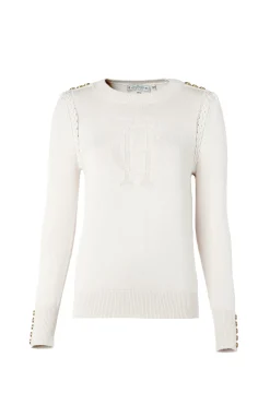 Holland Cooper Knitwear-Bibury Crew Neck Knit Almond