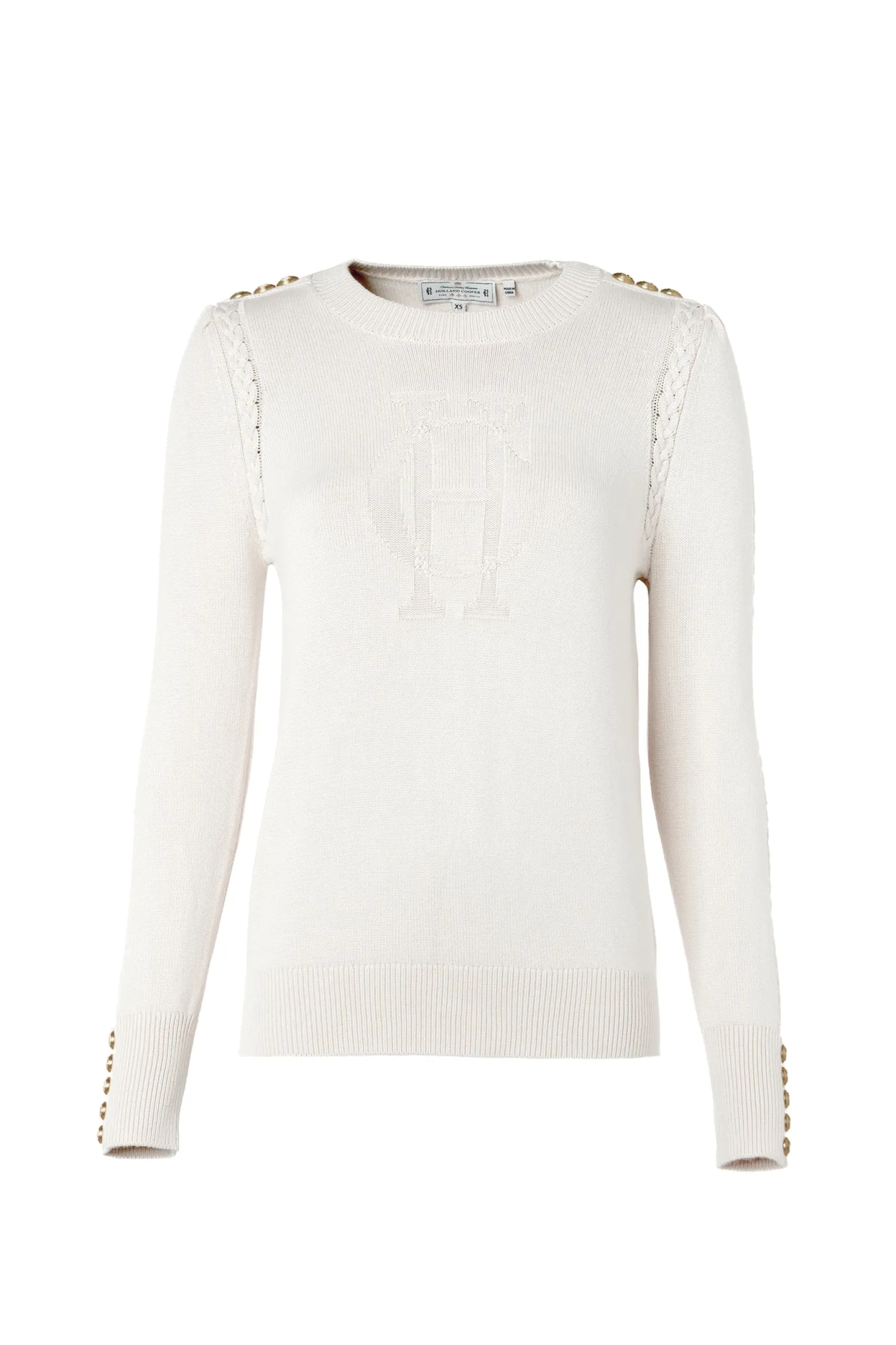 Holland Cooper Knitwear-Bibury Crew Neck Knit Almond