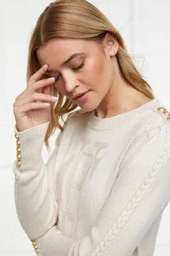 Holland Cooper Knitwear-Bibury Crew Neck Knit Almond