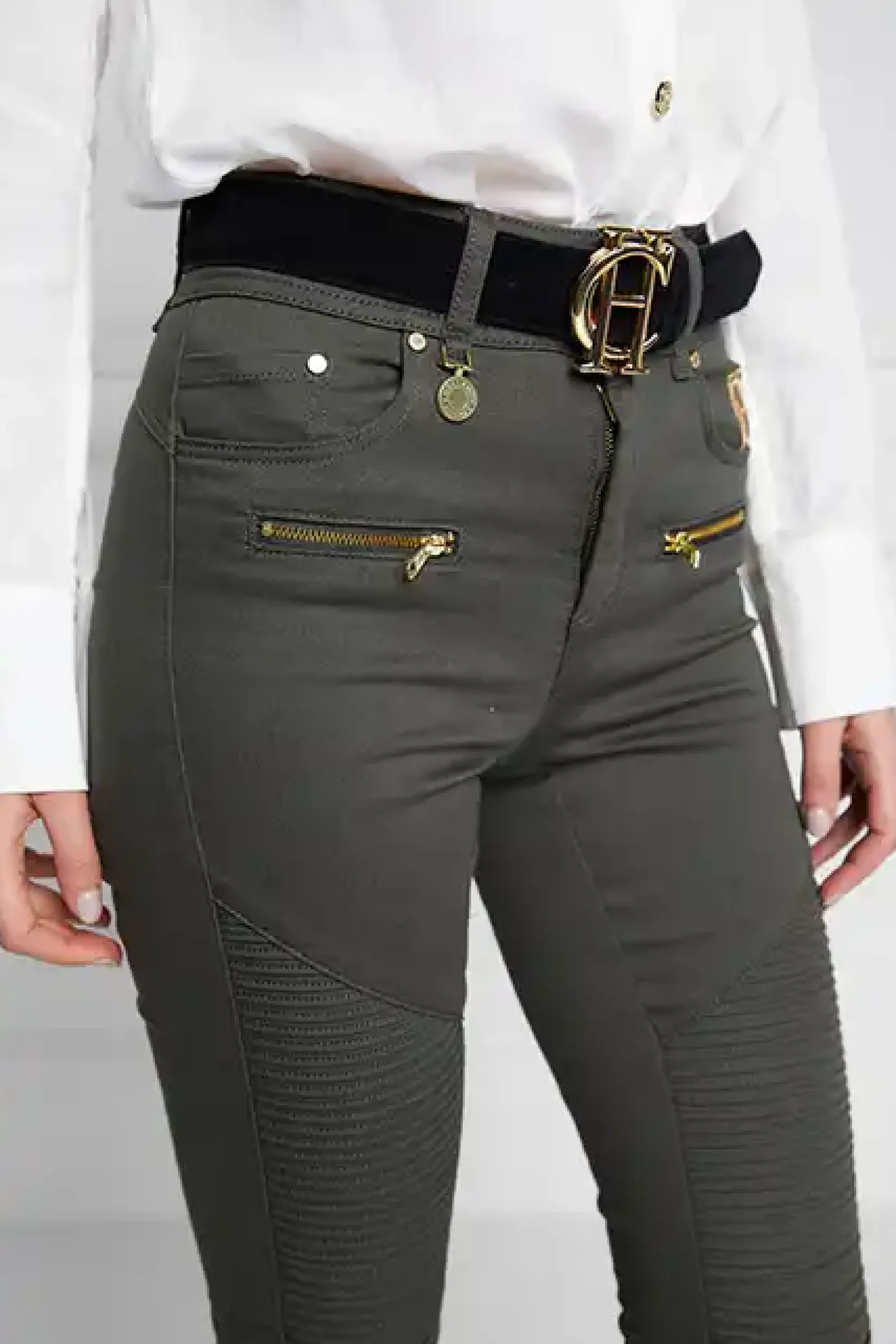 Holland Cooper Jeans-Biker Jean Hunter Green