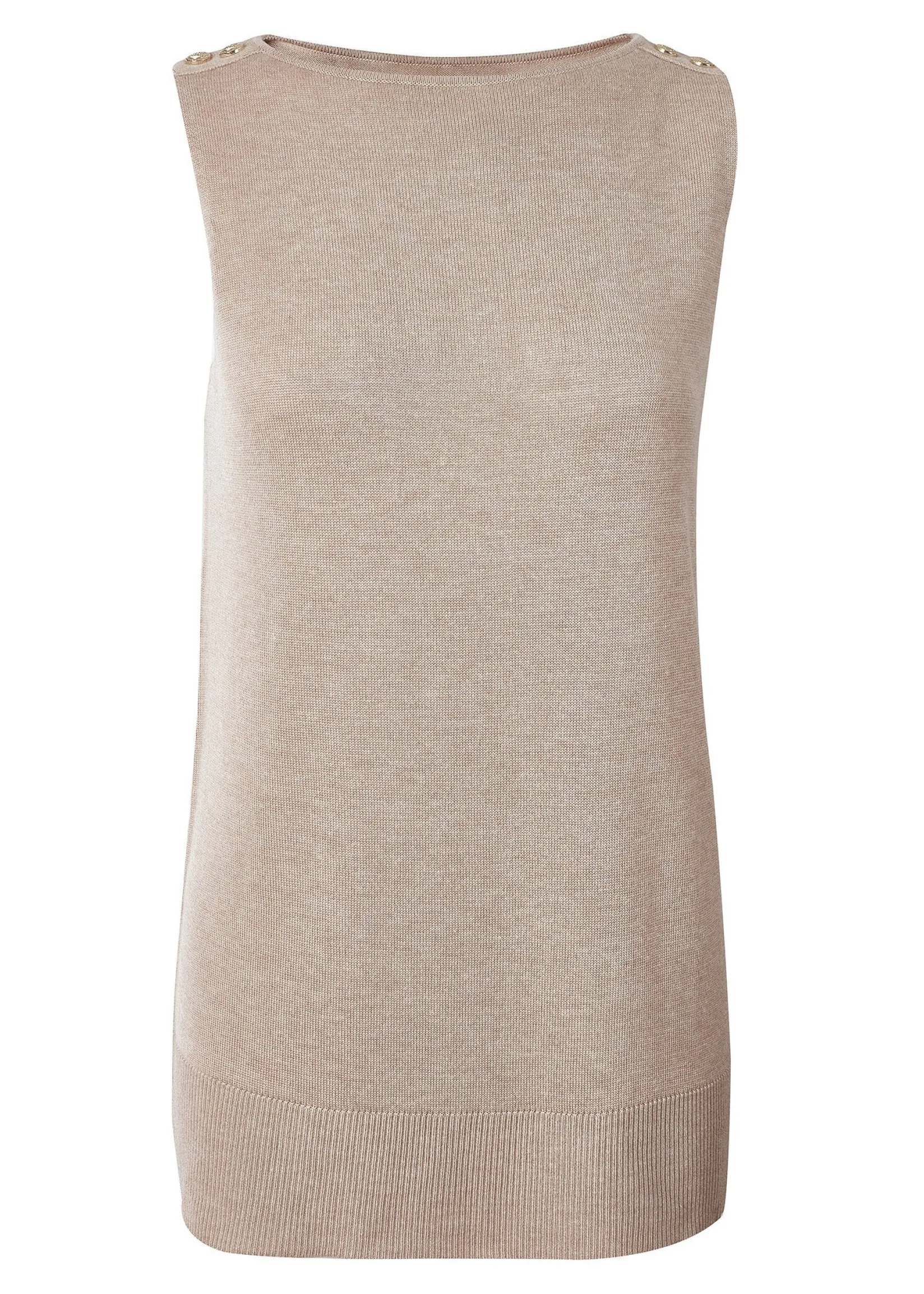 Holland Cooper Tops-Boat Neck Vest Camel