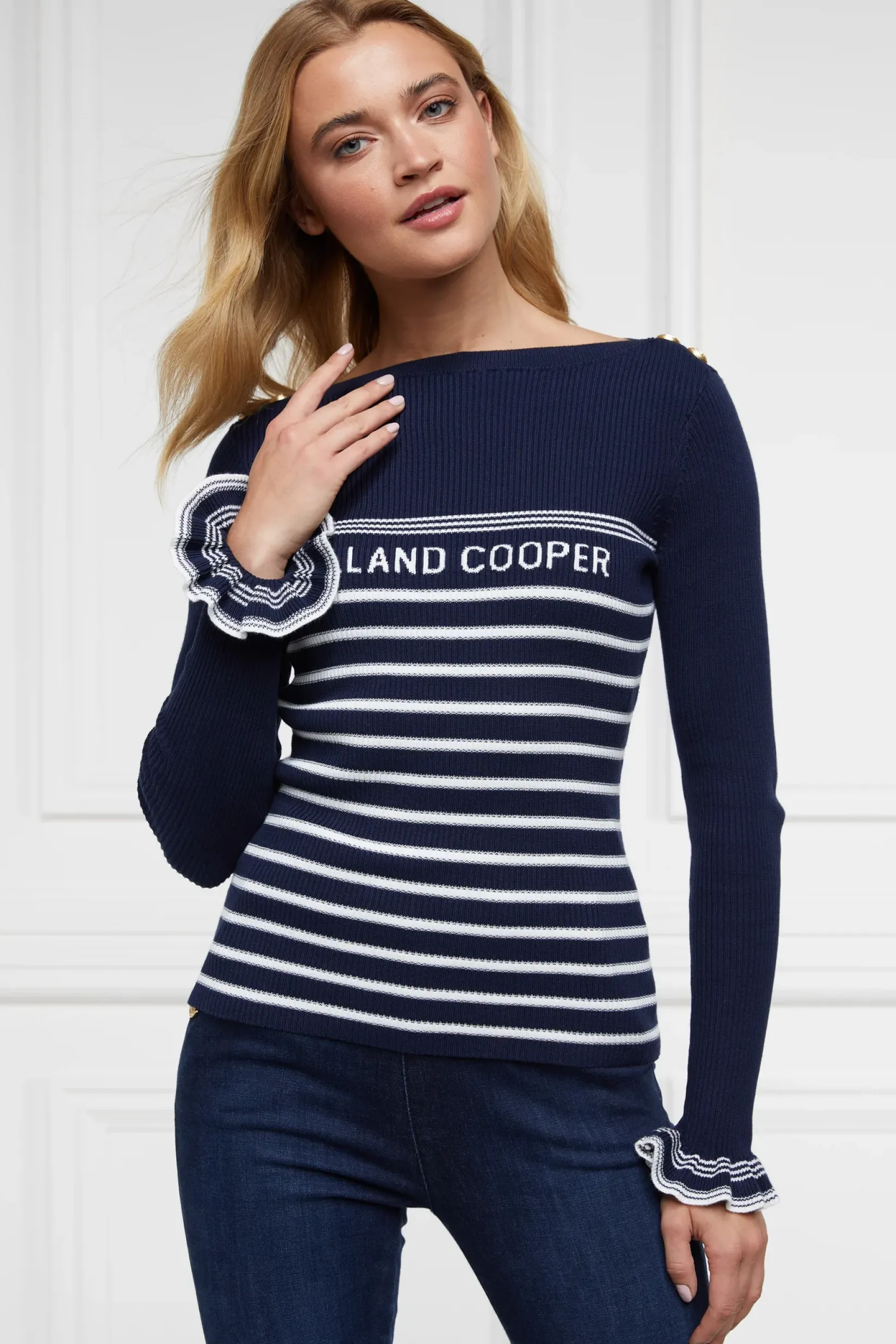 Holland Cooper Knitwear|Shop By Product-Bretton Boat Neck Knit Ink Navy