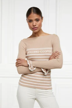 Holland Cooper Knitwear|Shop By Product-Bretton Boat Neck Knit Light Camel
