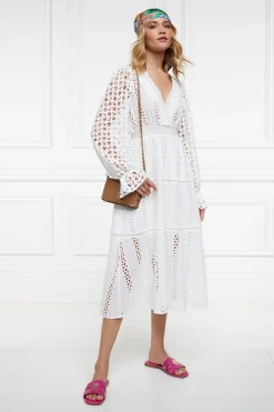 Holland Cooper Dresses|Shop By Product-Broderie Lace V-Neck Midi Dress