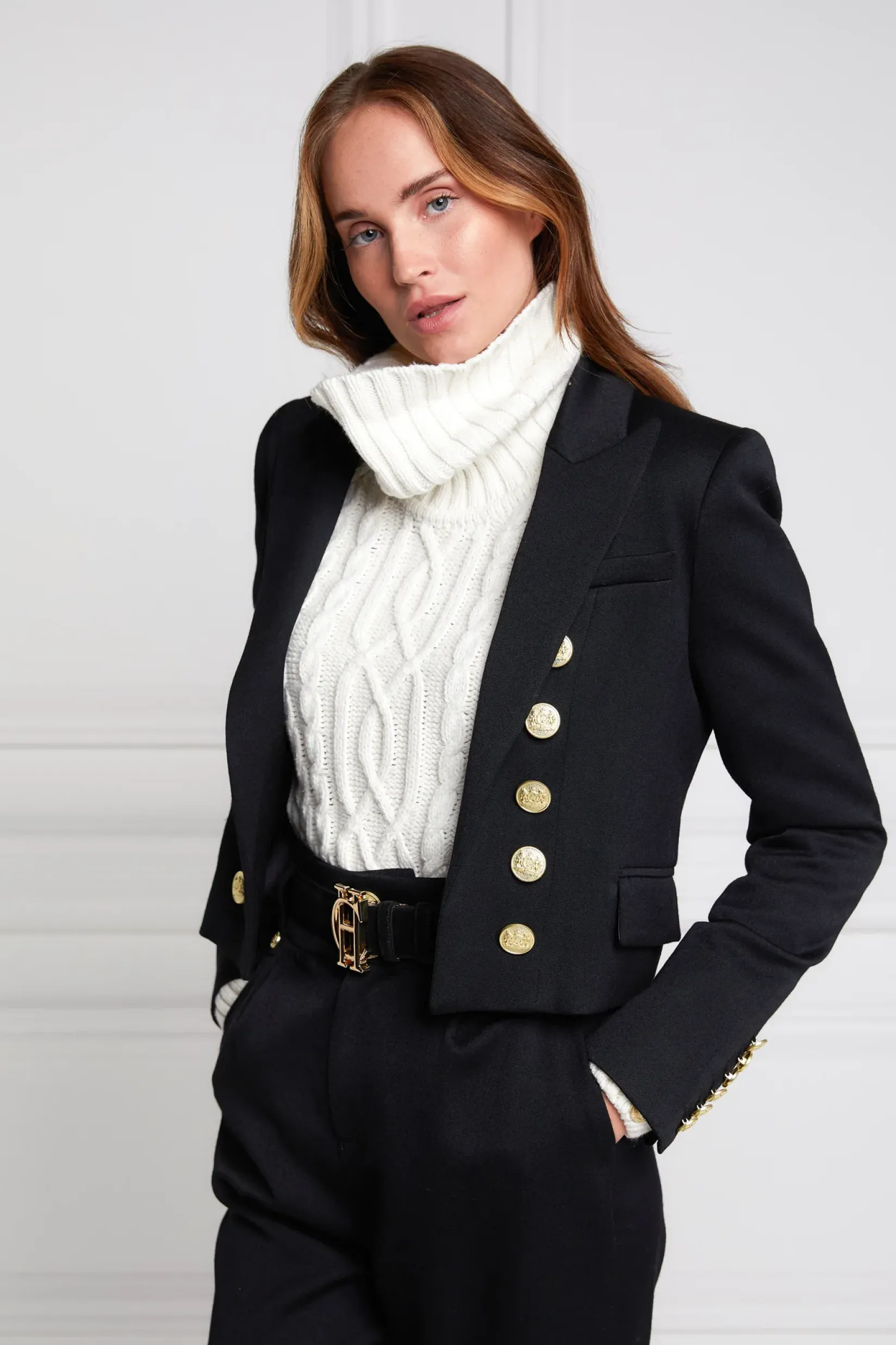 Holland Cooper Blazers|The Date Night Edit-Brompton Jacket Black Barathea