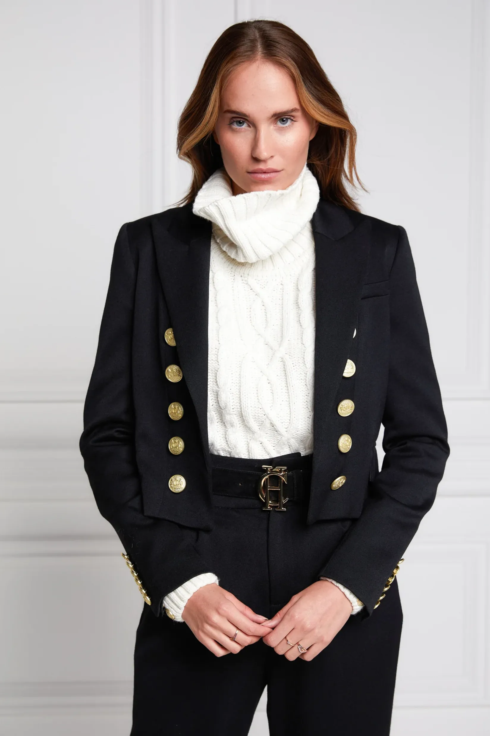 Holland Cooper Blazers|The Date Night Edit-Brompton Jacket Black Barathea