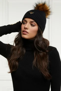 Holland Cooper Headwear|Accessories-Burghley Bobble Hat Black