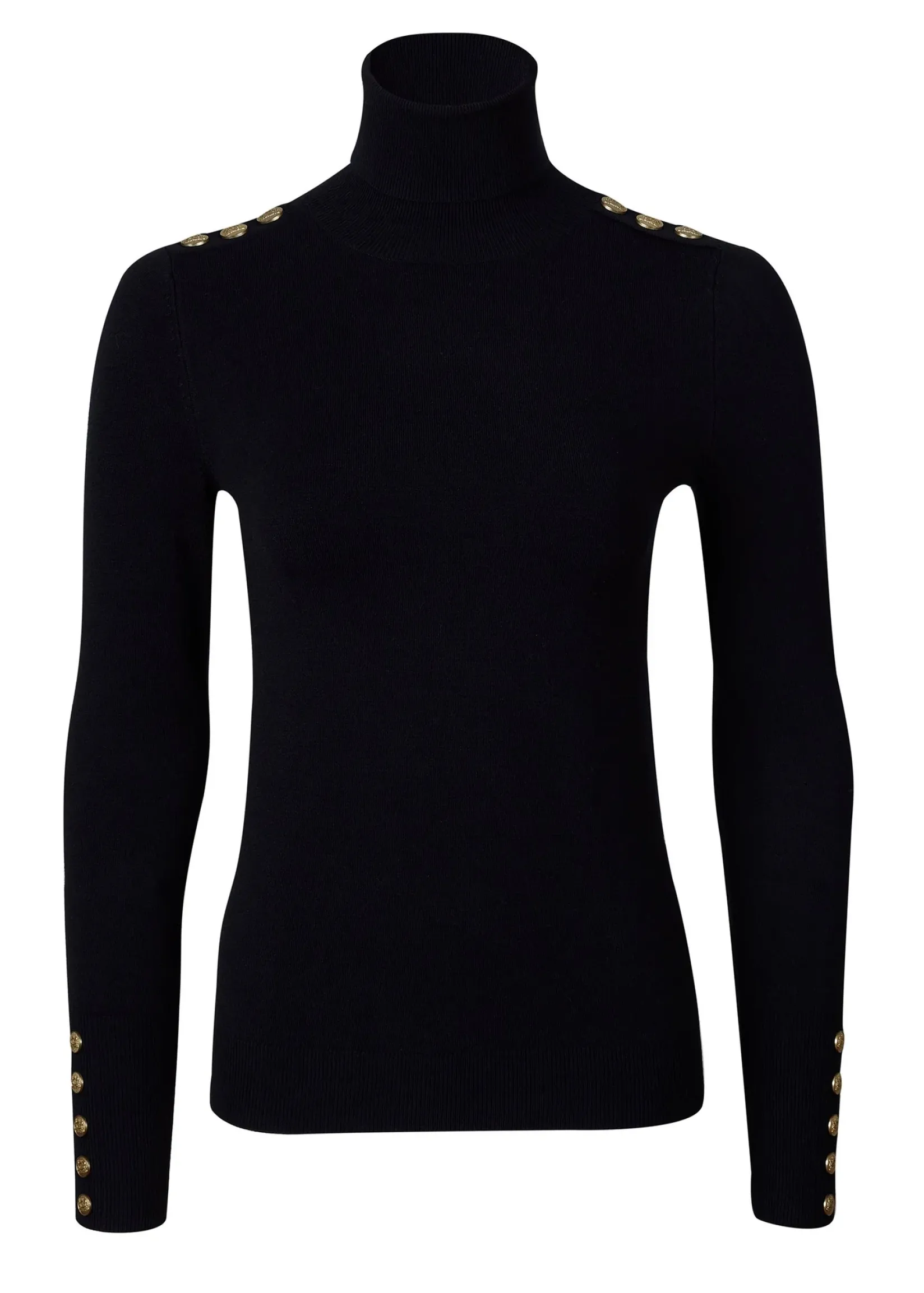 Holland Cooper Knitwear|Seasonal Inspiration-Buttoned Knit Roll Neck Black