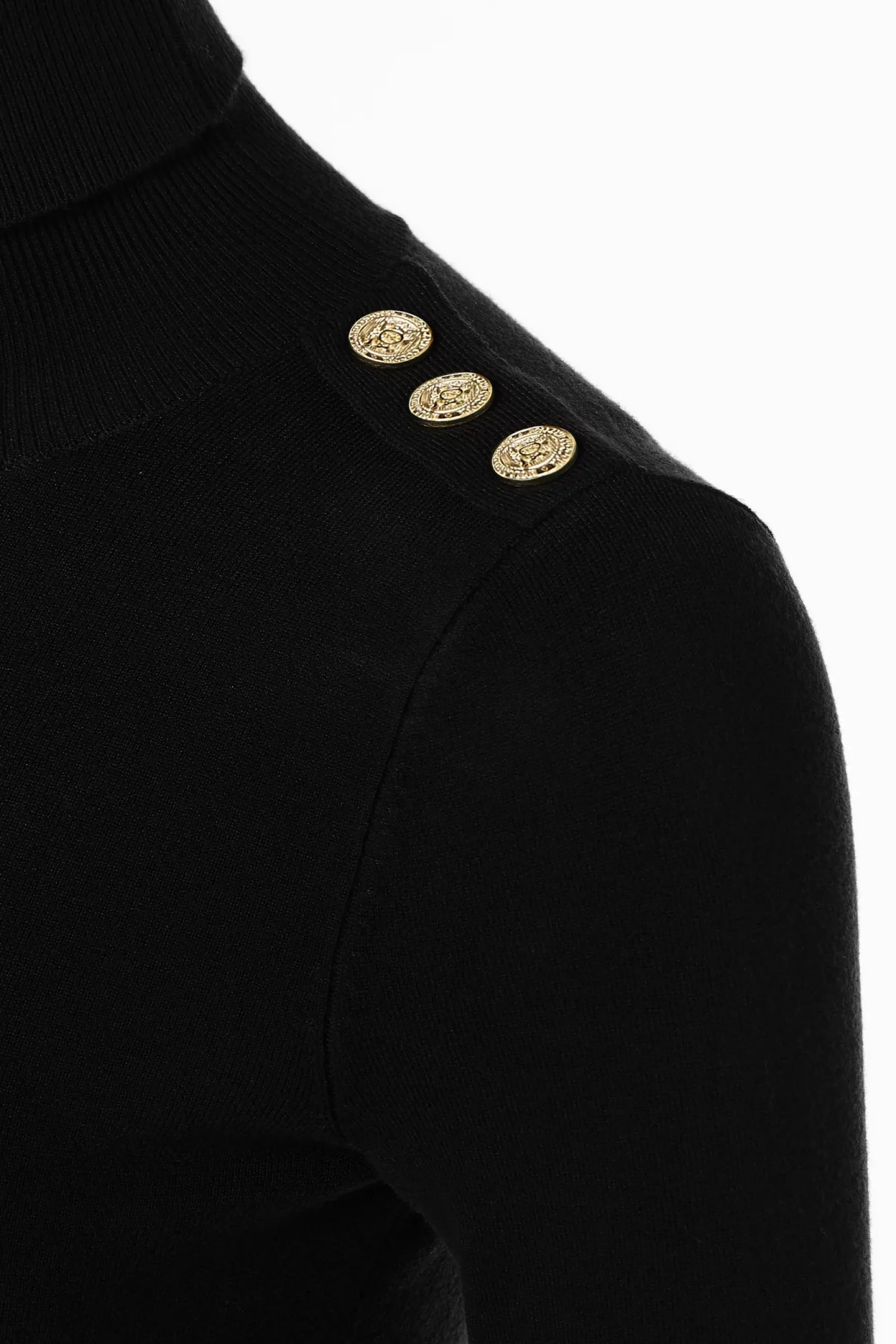 Holland Cooper Knitwear|Seasonal Inspiration-Buttoned Knit Roll Neck Black