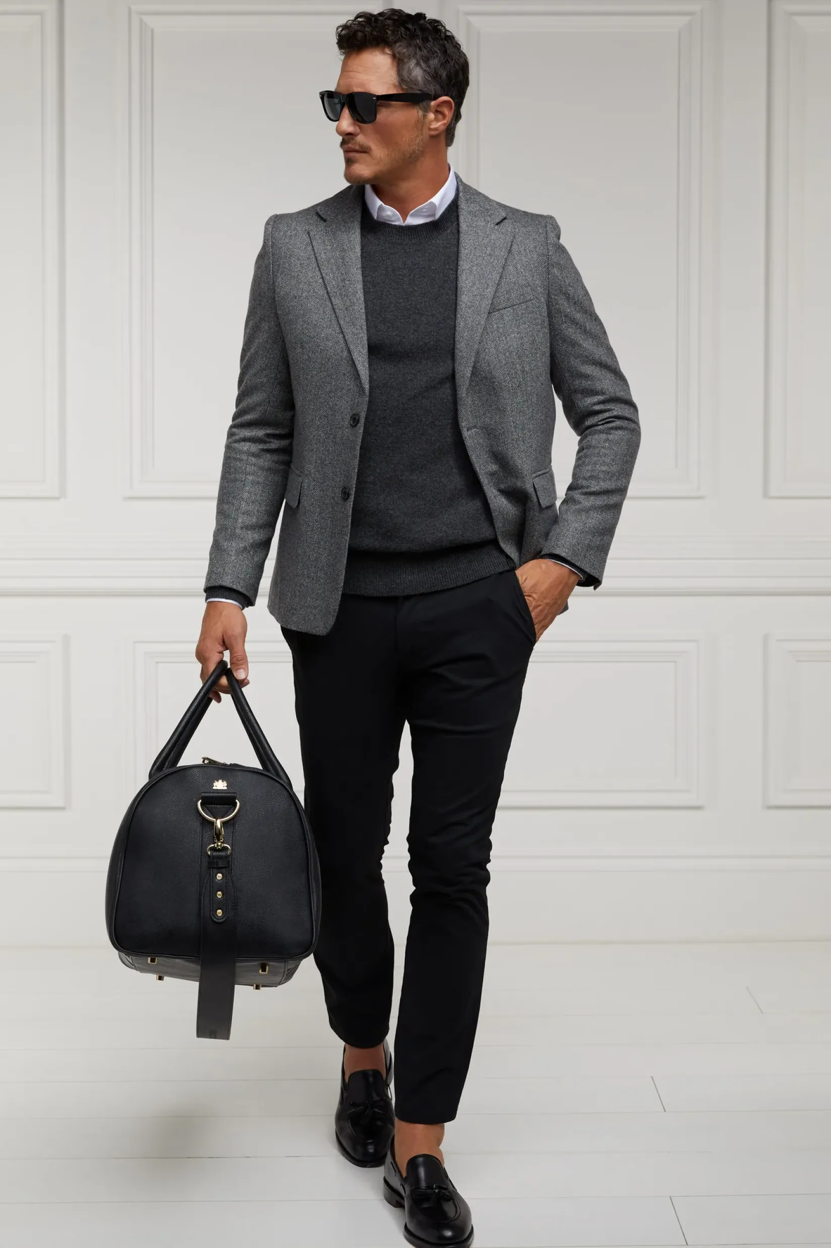 Holland Cooper Gifts For Him|Knitwear-Byron Crew Neck Knit Charcoal
