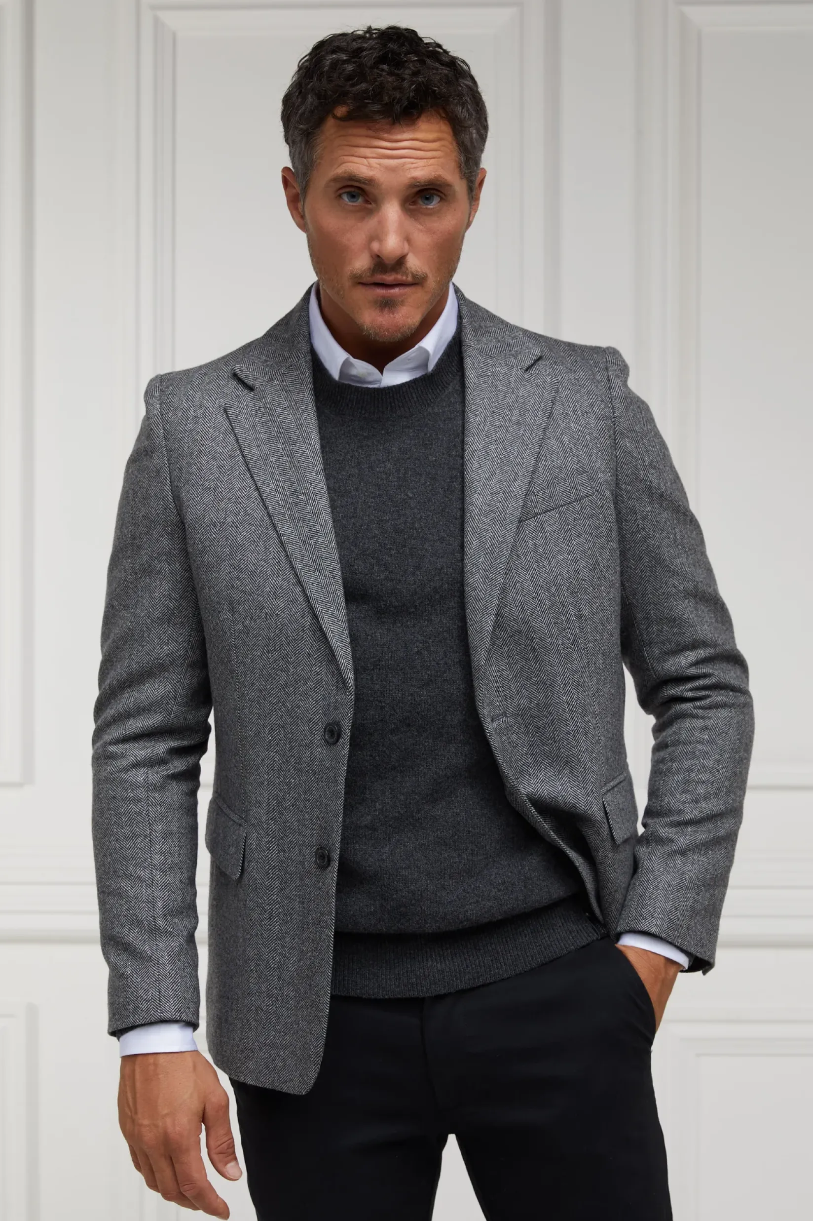 Holland Cooper Gifts For Him|Knitwear-Byron Crew Neck Knit Charcoal