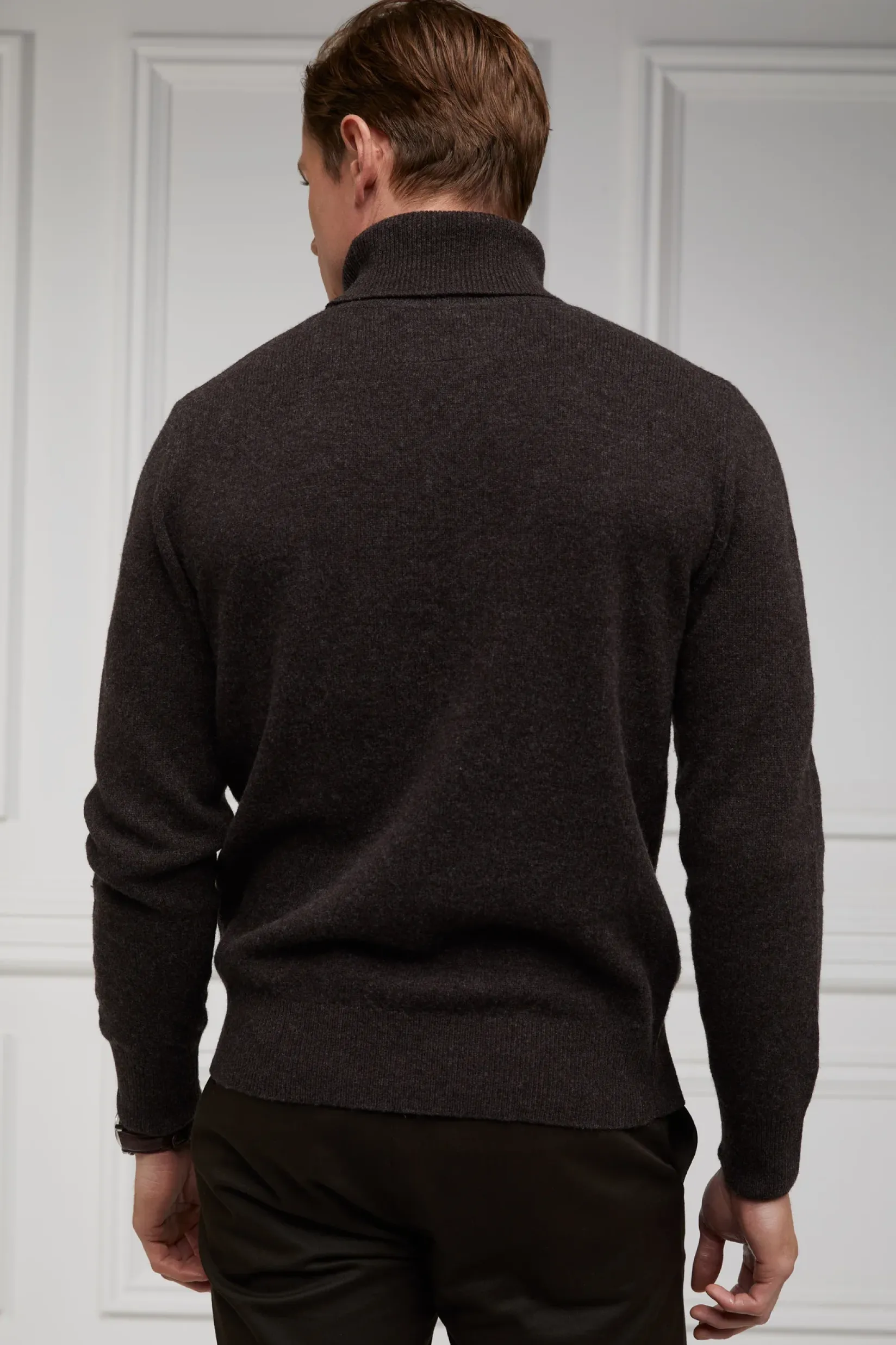 Holland Cooper Gifts For Him|Knitwear-Byron Roll Neck Knit Chocolate