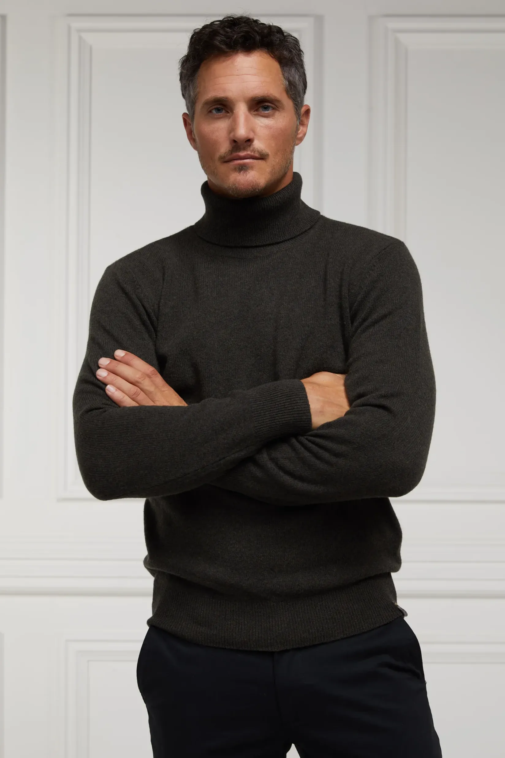 Holland Cooper Gifts For Him|Knitwear-Byron Roll Neck Knit Charcoal