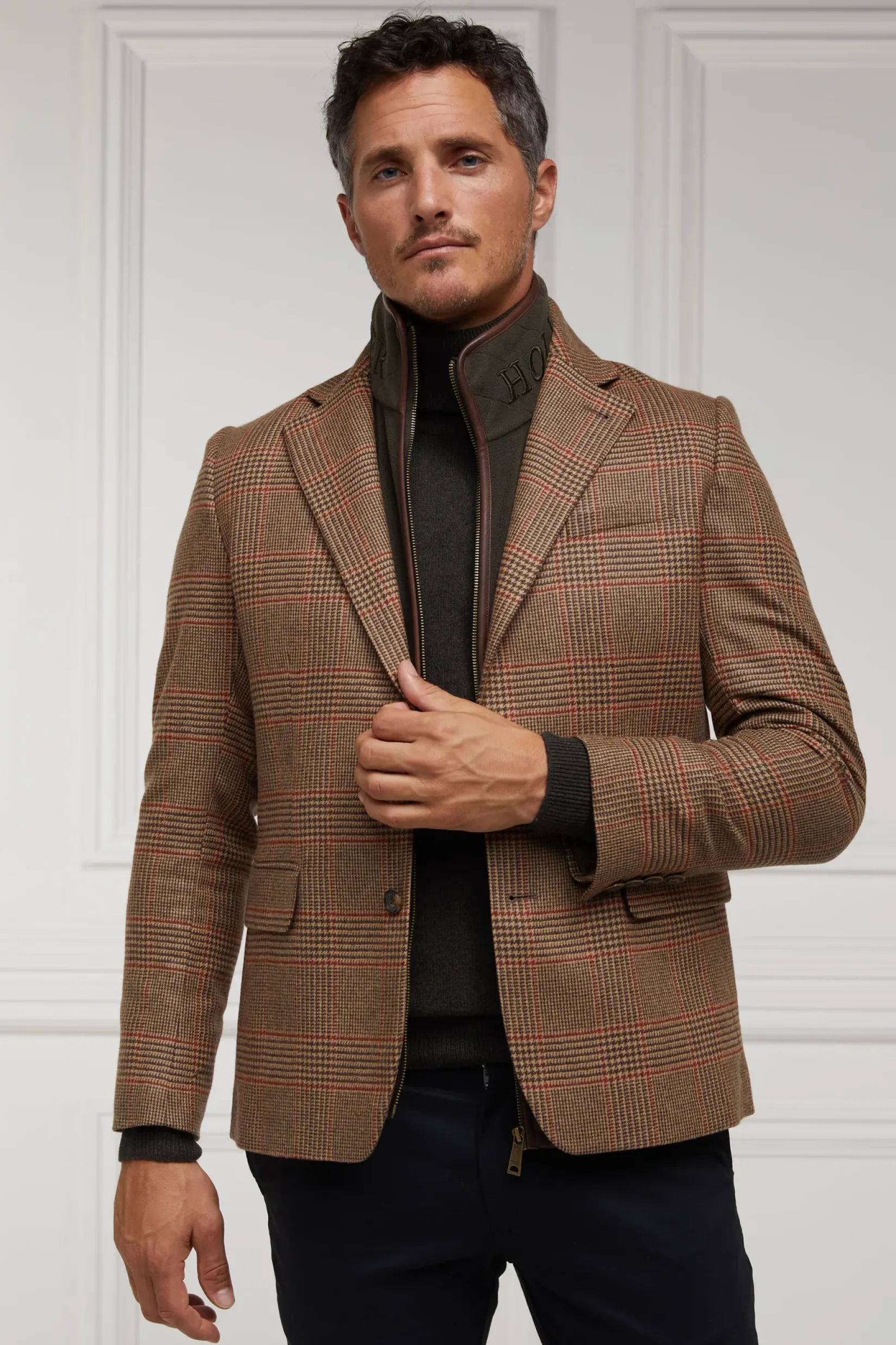Holland Cooper Gifts For Him|Knitwear-Byron Roll Neck Knit Charcoal