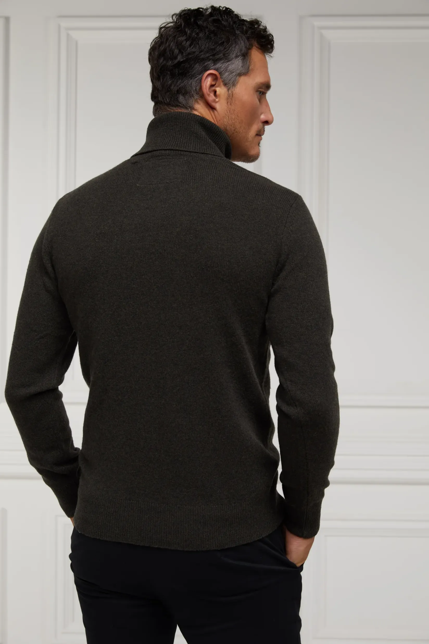 Holland Cooper Gifts For Him|Knitwear-Byron Roll Neck Knit Charcoal
