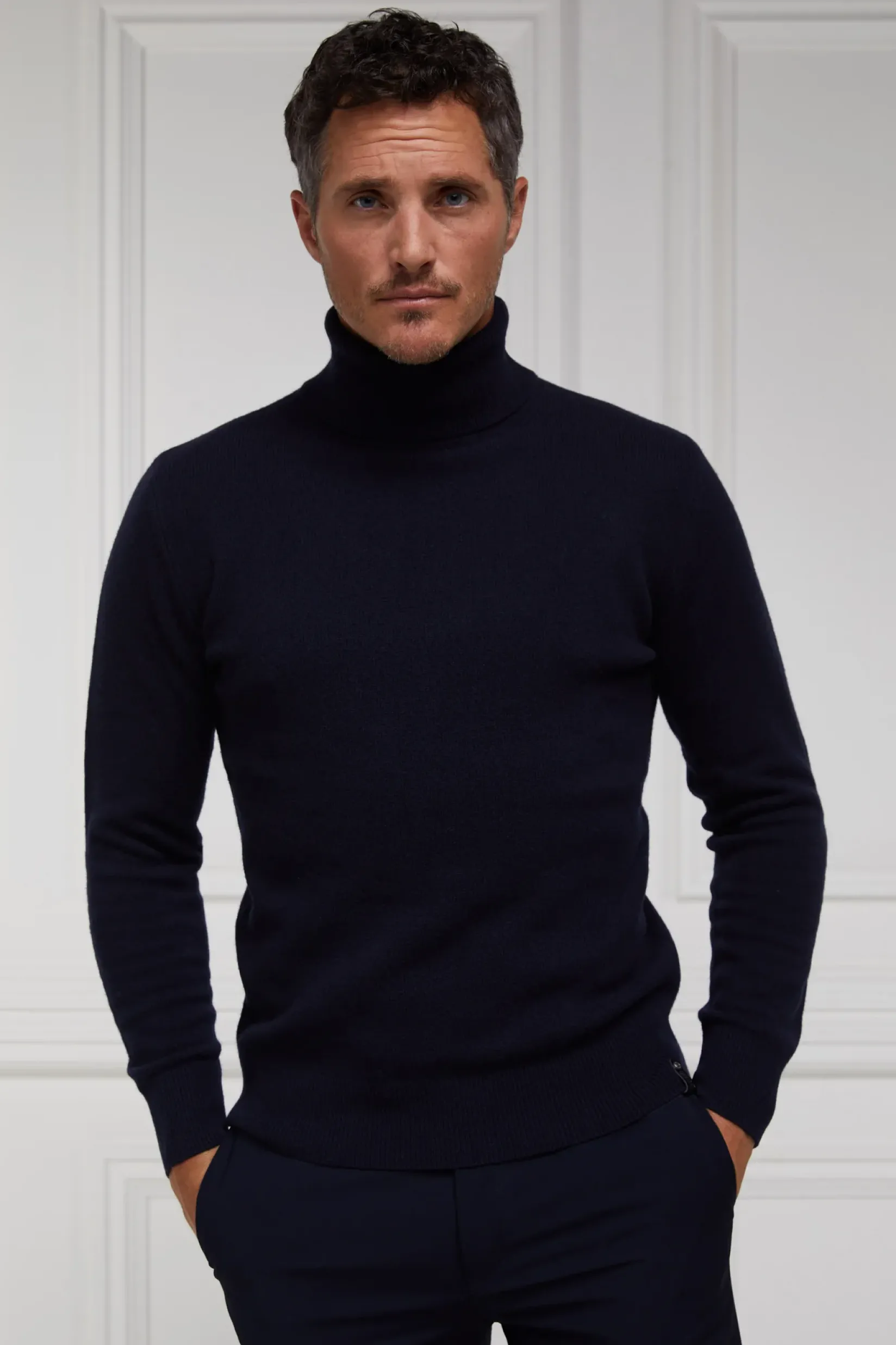 Holland Cooper Shop By Product|Wardrobe Staples-Byron Roll Neck Knit Navy