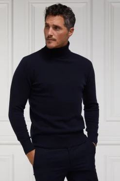 Holland Cooper Shop By Product|Wardrobe Staples-Byron Roll Neck Knit Navy