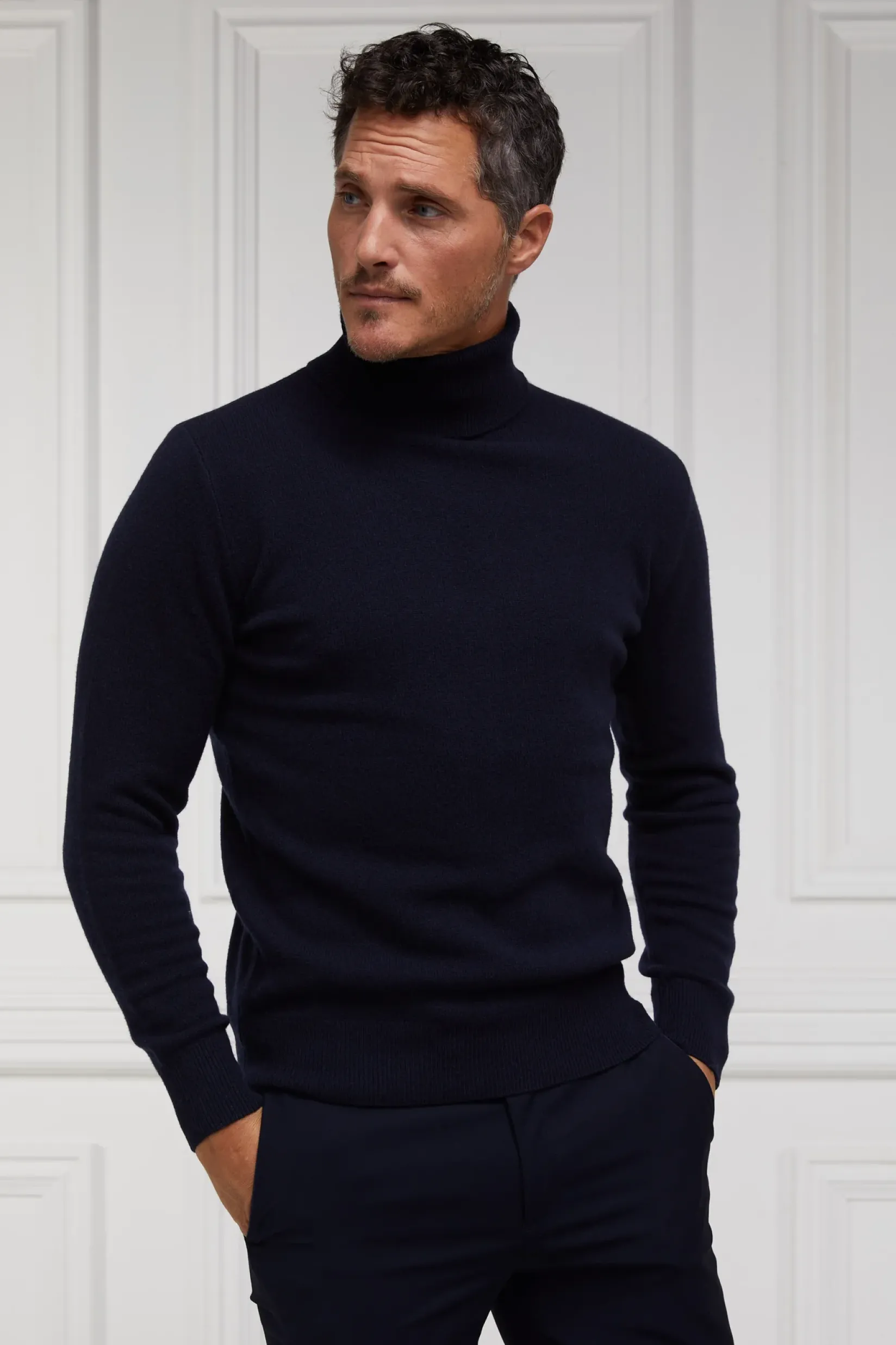 Holland Cooper Shop By Product|Wardrobe Staples-Byron Roll Neck Knit Navy