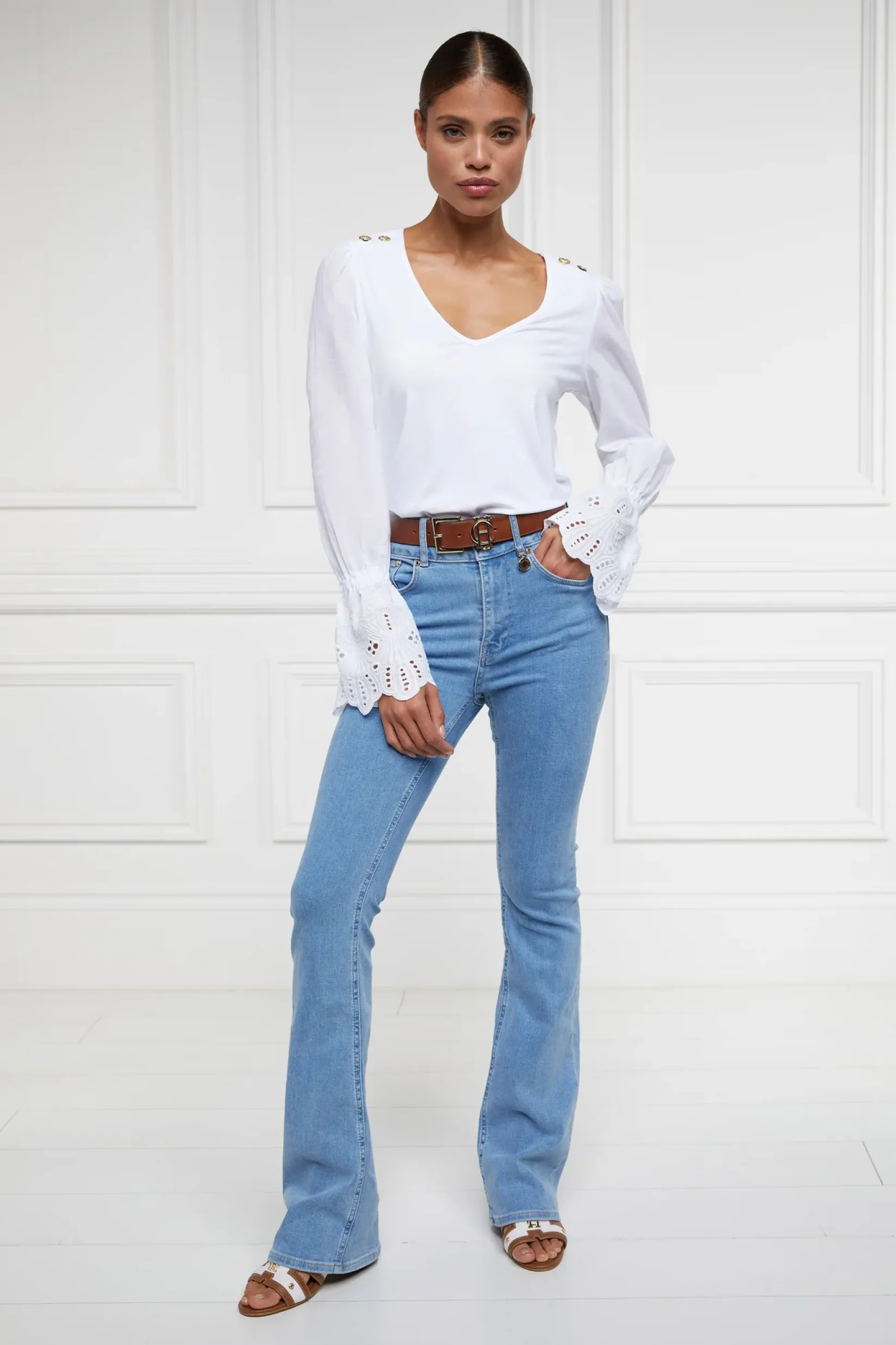 Holland Cooper Shirts & Blouses|Shop By Product-Camilla V-Neck Blouse White